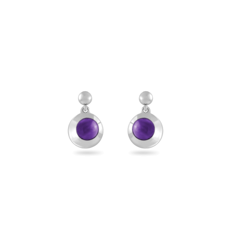 Earring,Sterling Silver,Amethyst