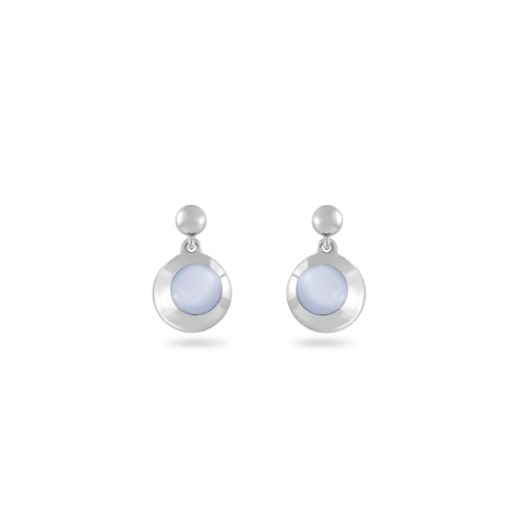 Earring,Sterling Silver,Chalcedony