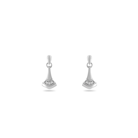 Earring,Sterling Silver,White Zircon