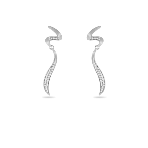 Earring,Sterling Silver,White Zircon