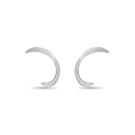 Earring, Sterling Silver, White Zircon