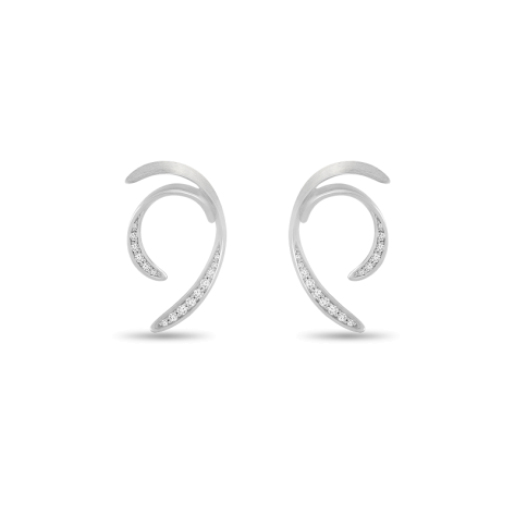 Earring, Sterling Silver, White Zircon