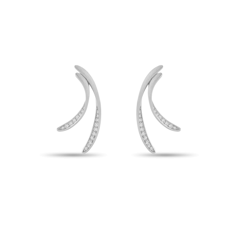 Earring, Sterling Silver, White Zircon