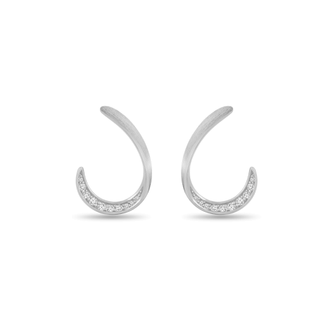 Earring, Sterling Silver, White Zircon