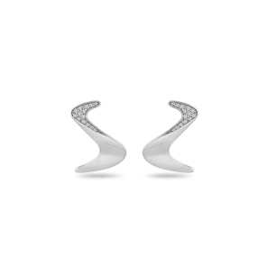 Earring,Sterling Silver, White Zircon