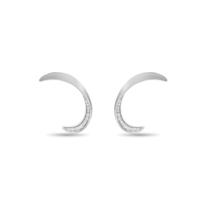 Earring, Sterling Silver, White Zircon