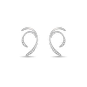 Earring, Sterling Silver, White Zircon