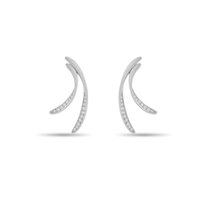 Earring, Sterling Silver, White Zircon