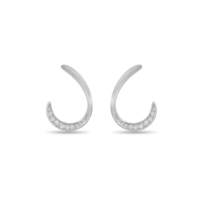 Earring, Sterling Silver, White Zircon