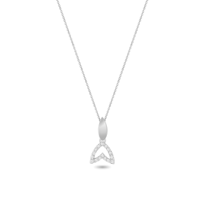 Necklace,Sterling Silver,White Zircon